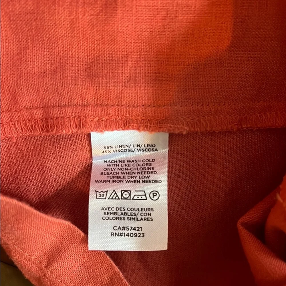 LOFT Orange Blouse Relaxed Fit 3/4 Sleeves - Picture 6 of 6